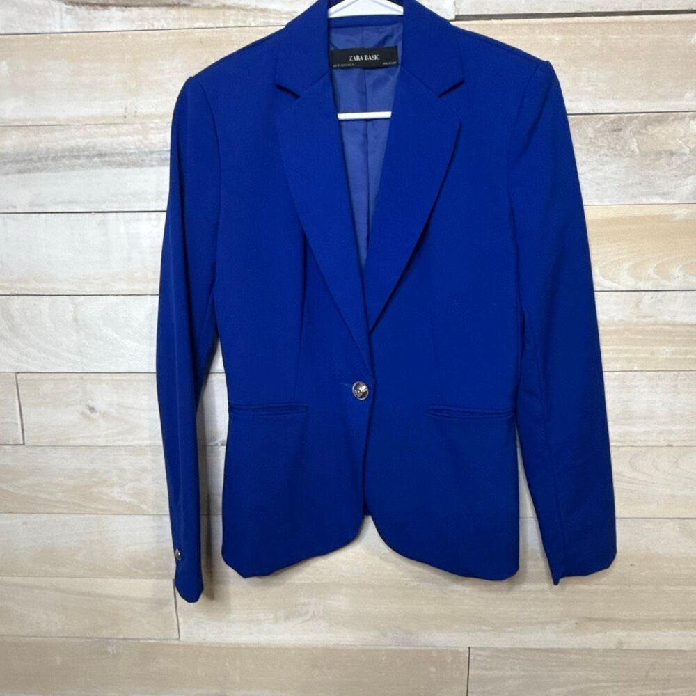 Zara Basic Royal Blue Single Button Blazer Size 4 - image 2